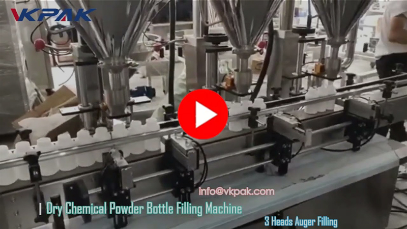 מכונה אוטומטית למילוי בקבוקי אבקה עם שלושה ראשים