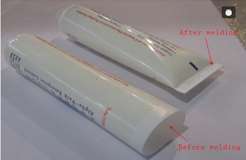 welding samples from ultrasonic tubes sealer ריתוך עם samples.jpg