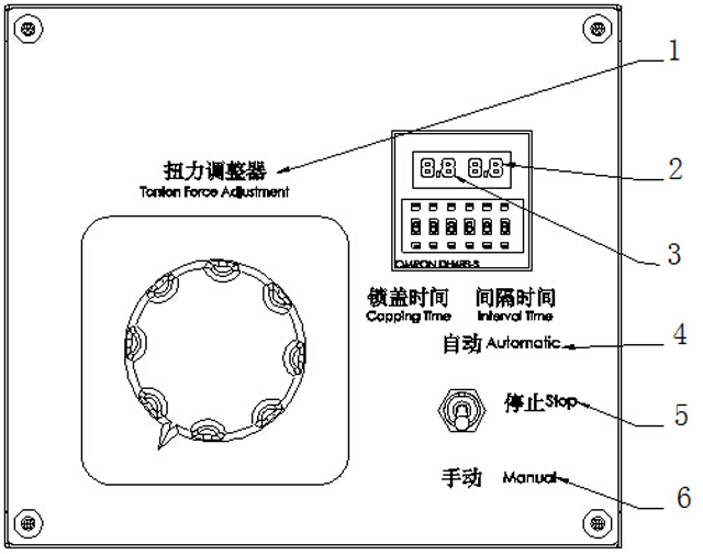 control panel for desktop screw capping machinery פונקציית לוח הפעלה עבור מכונות בורג מכסה.jpg